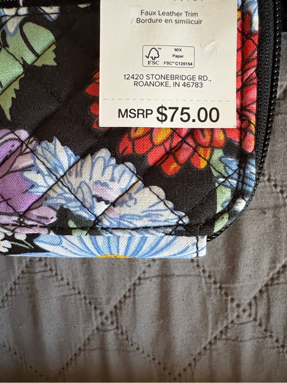 Vera Bradley Black Quilted Floral Mini Crossbody - Picture 2 of 5